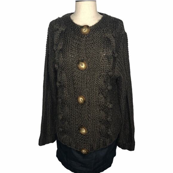 One Girl Who Chunky Knit Wool Blend Brown Sweater - Picture 1 of 9